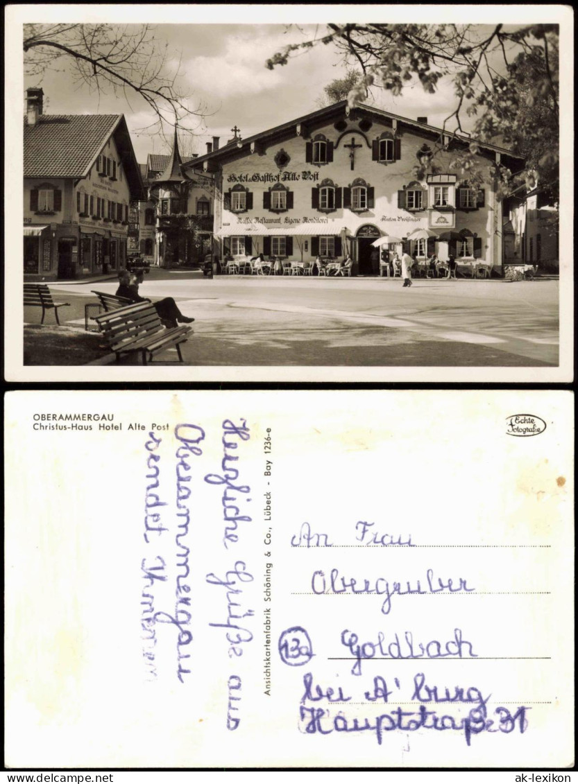 Ansichtskarte Oberammergau Hotel Gasthof Alte Post 1958 - Oberammergau