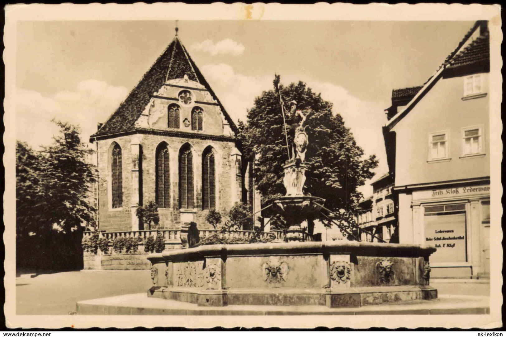 Ansichtskarte Arnstadt Markt Hopfenbrunnen Geschäft 1956 - Arnstadt