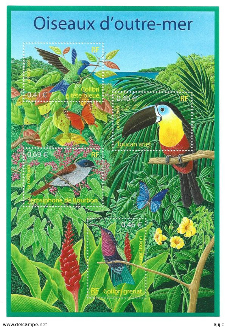 FRANCE. Nature Of France “Overseas French Territories Birds” Hummingbird; Toucan; Paradise Flycatcher. M/S MINT MNH ** - Colibríes