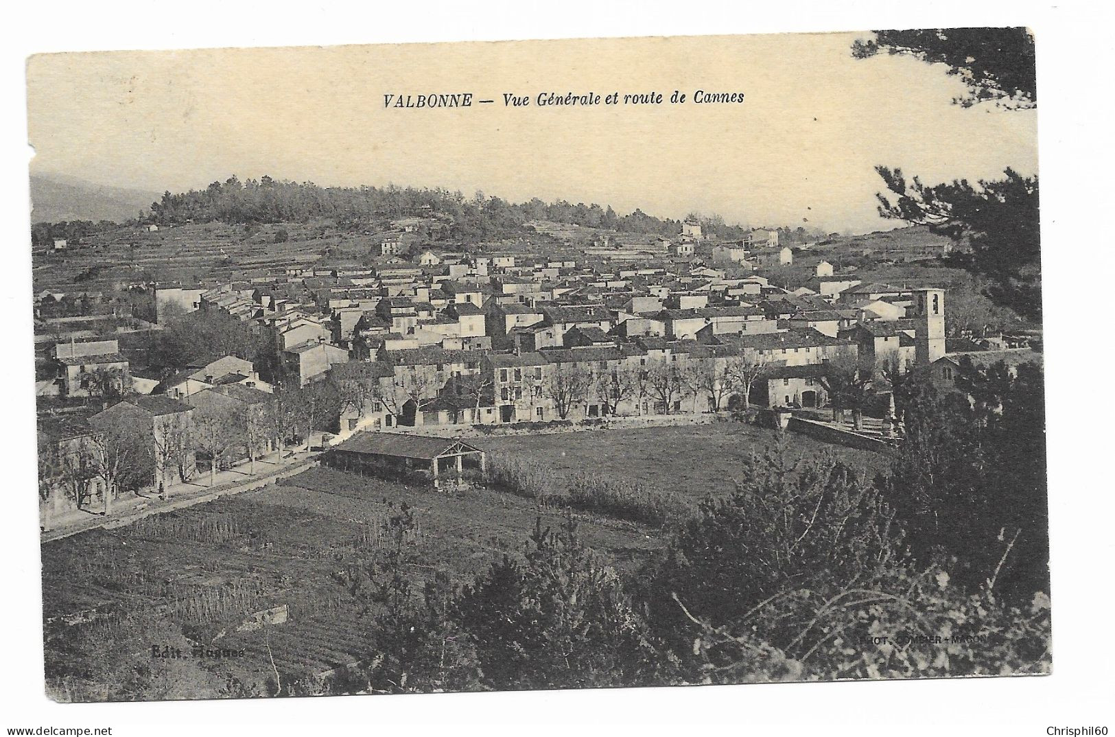 CPA RARE - VALBONNE - Vue Générale Et Route De Cannes - Circulé En 1934 - - Autres & Non Classés