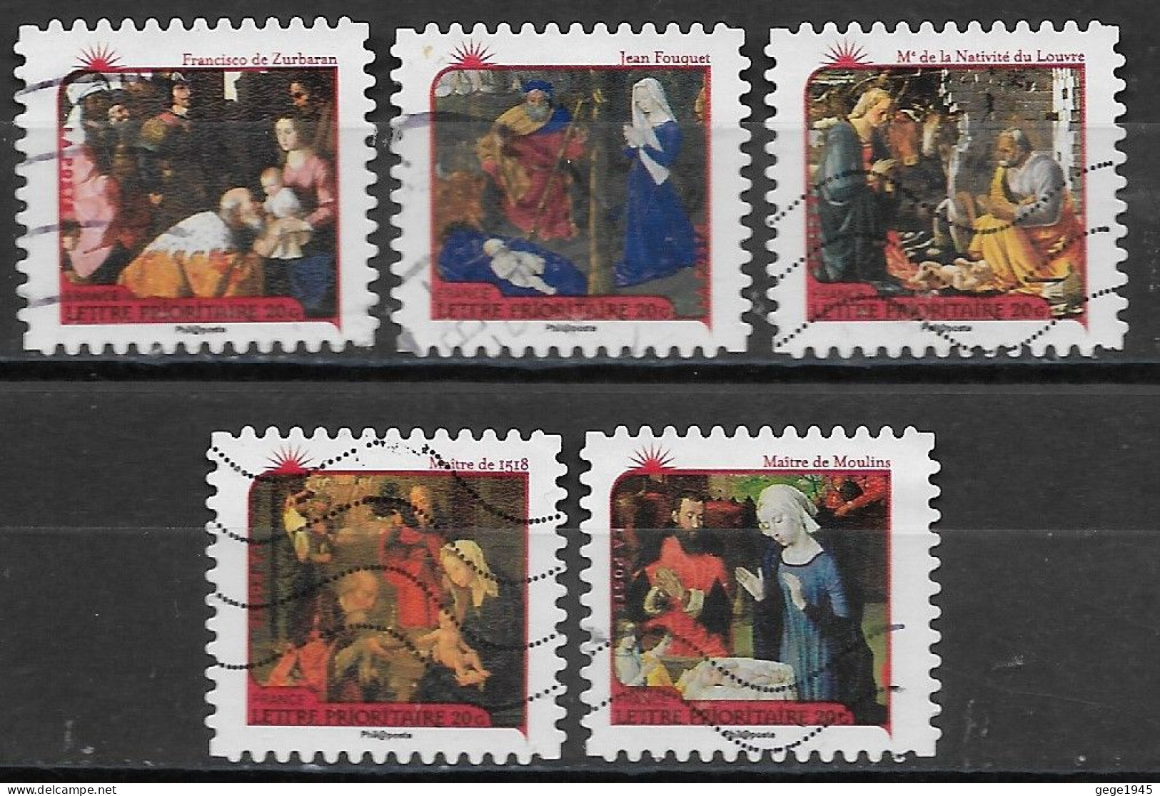 France 2011 Oblitéré Autoadhésif  N°  625 - 626 - 627 - 628 - 630  -   Meilleurs Voeux   Nativités - Used Stamps