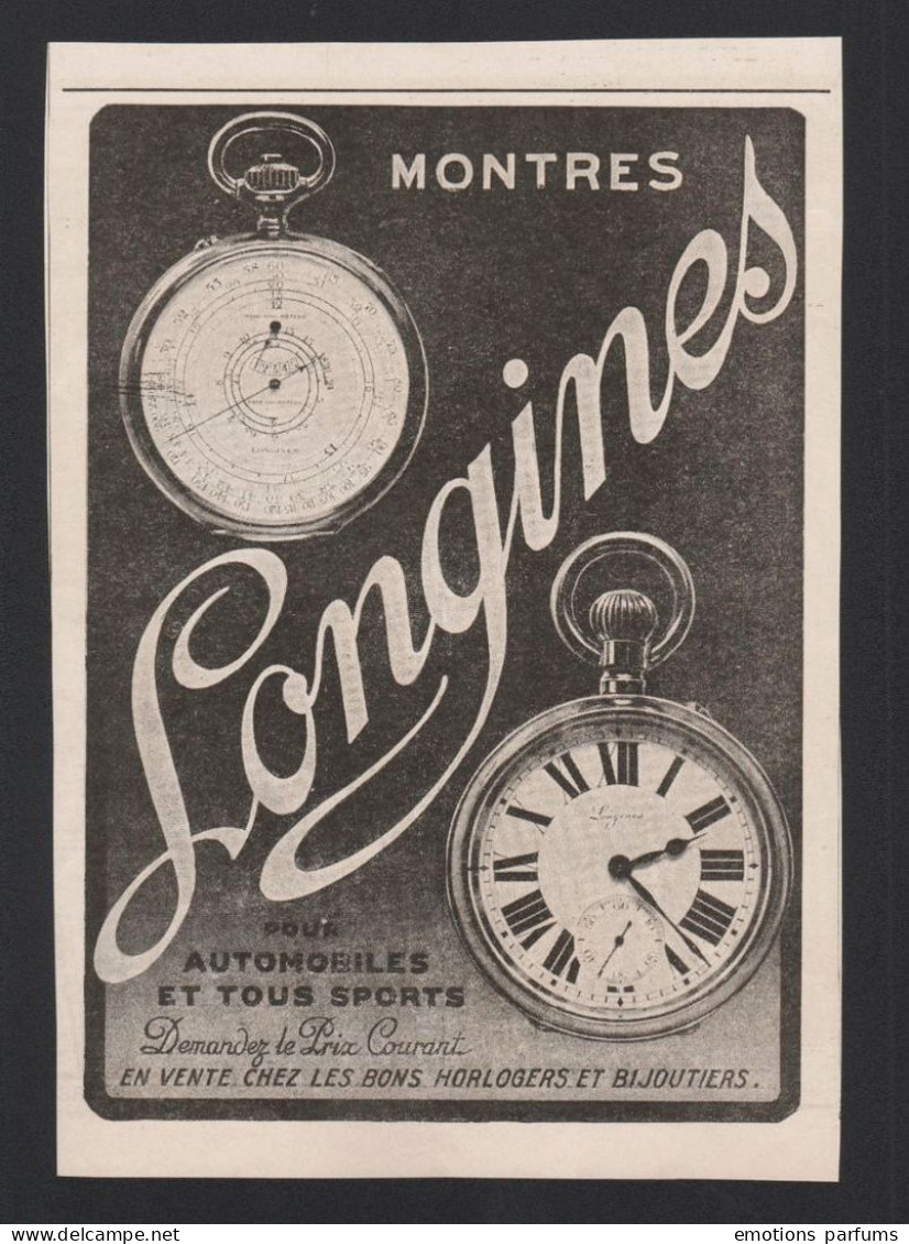 Lot De 5 Pubs Annee 1913/19/22/24 MONTRES Horlogerie LONGINES Gousset Chronographe Montres Gousset - Advertising