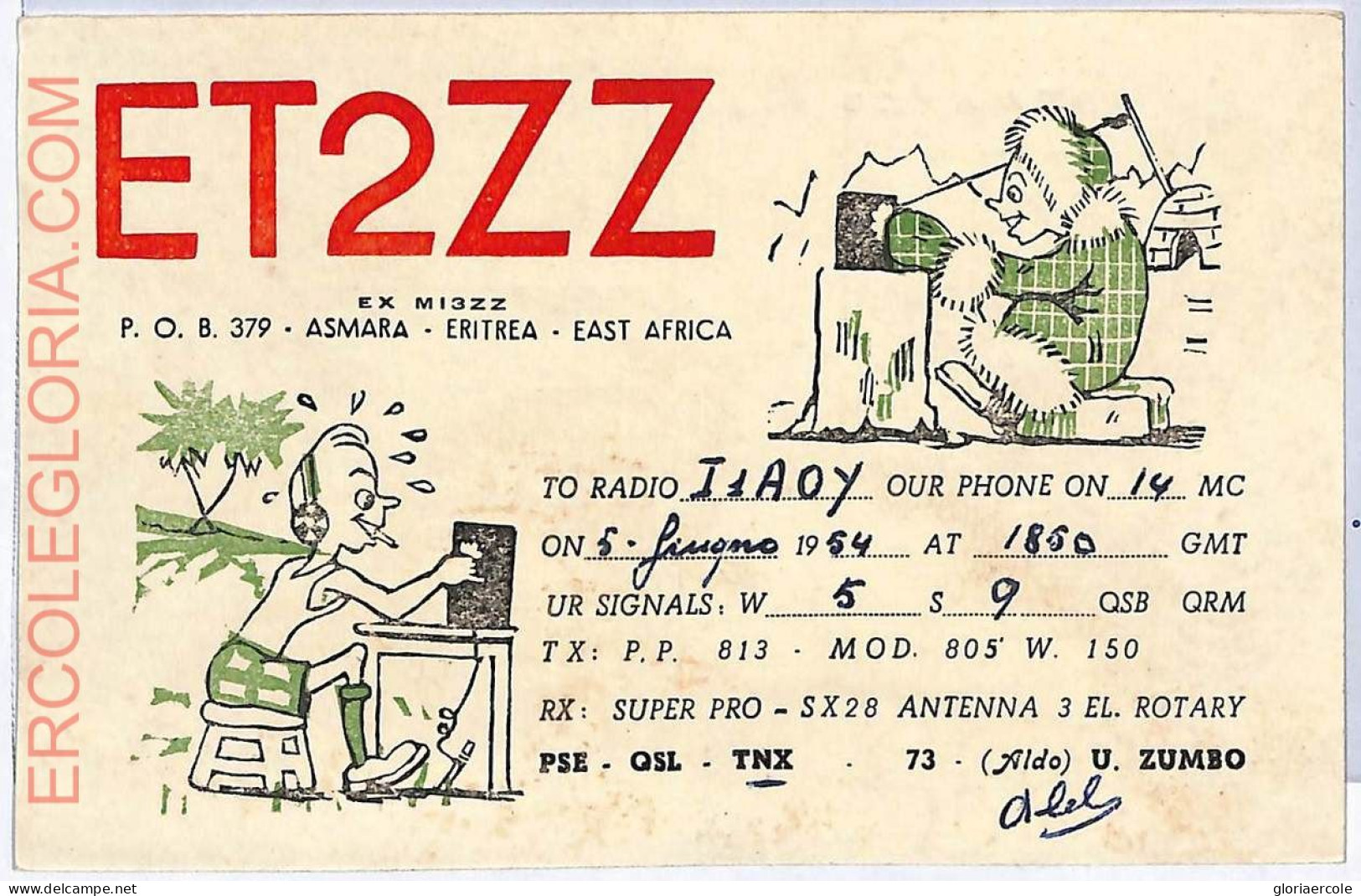 Ad9033 - ERITREA - RADIO FREQUENCY CARD   - Asmara -  1954 - Radio