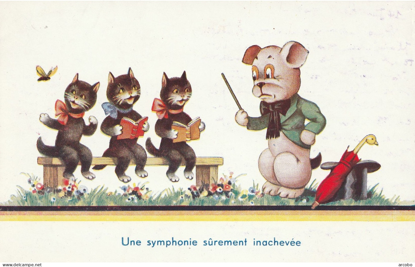 UNE SYMPHONIE SUREMENT INACHEVEE- 3 Chats Et Chien - Dressed Animals