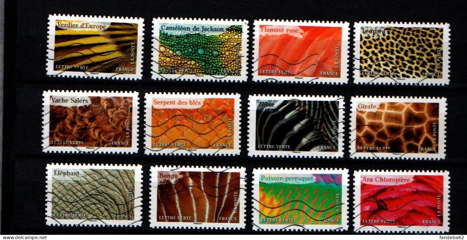 FRANCE SERIE COMPLETE DE 12 TIMBRES AUTOADHESIFS OBLITERES DE 2024 Animaux En Couleurs - Oblitérés