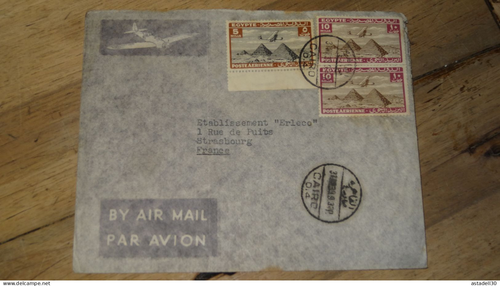 EGYPT Air Mail Cover - 1939, Cairo To France   ......... Boite1 ...... 240424-66 - Lettres & Documents