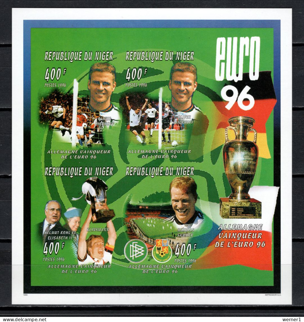 Niger 1996 Football Soccer European Championship Sheetlet Imperf. MNH - Europees Kampioenschap (UEFA)