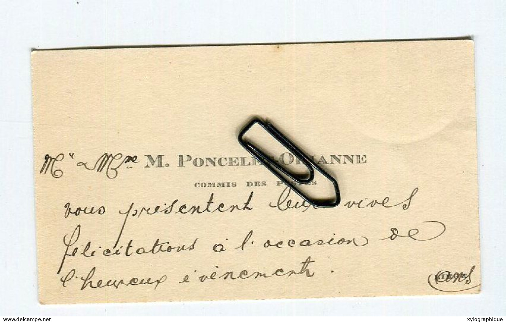 ANS (Liège) - Carte De Visite Ca. 1930, M. Et Mme Poncelet Orianne, Commis Des Postes, à Famille Gérardy Warland - Visitenkarten