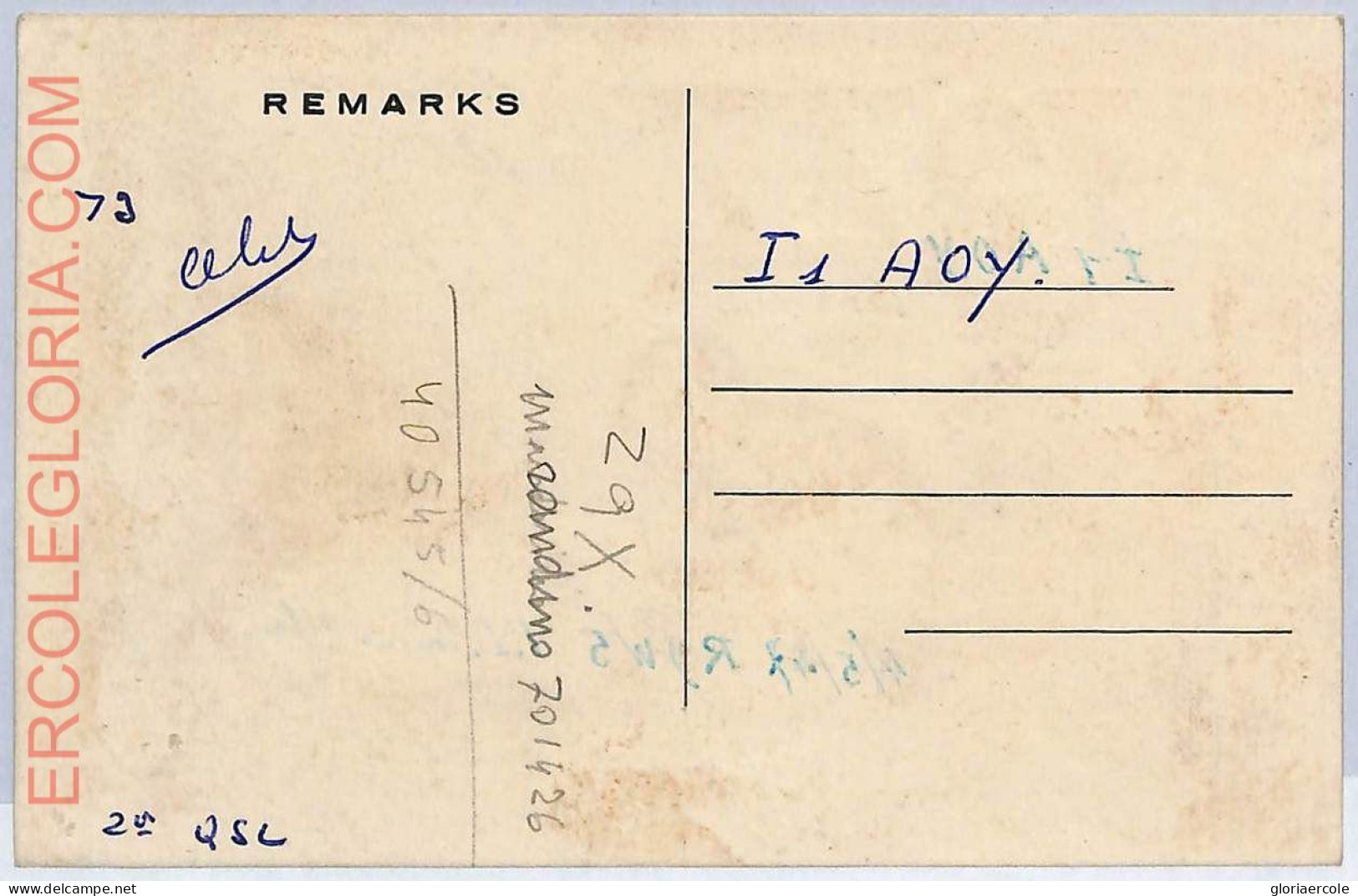 Ad9036 - ERITREA - RADIO FREQUENCY CARD   - Asmara -  1954 - Radio