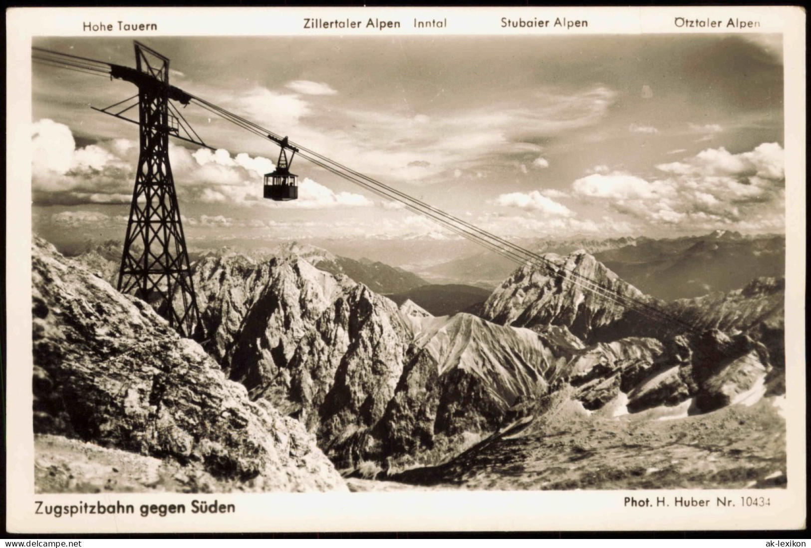 Garmisch-Partenkirchen Bayrische Zugspitzbahn (Schwebebahn) Alpenpanorama 1954 - Garmisch-Partenkirchen