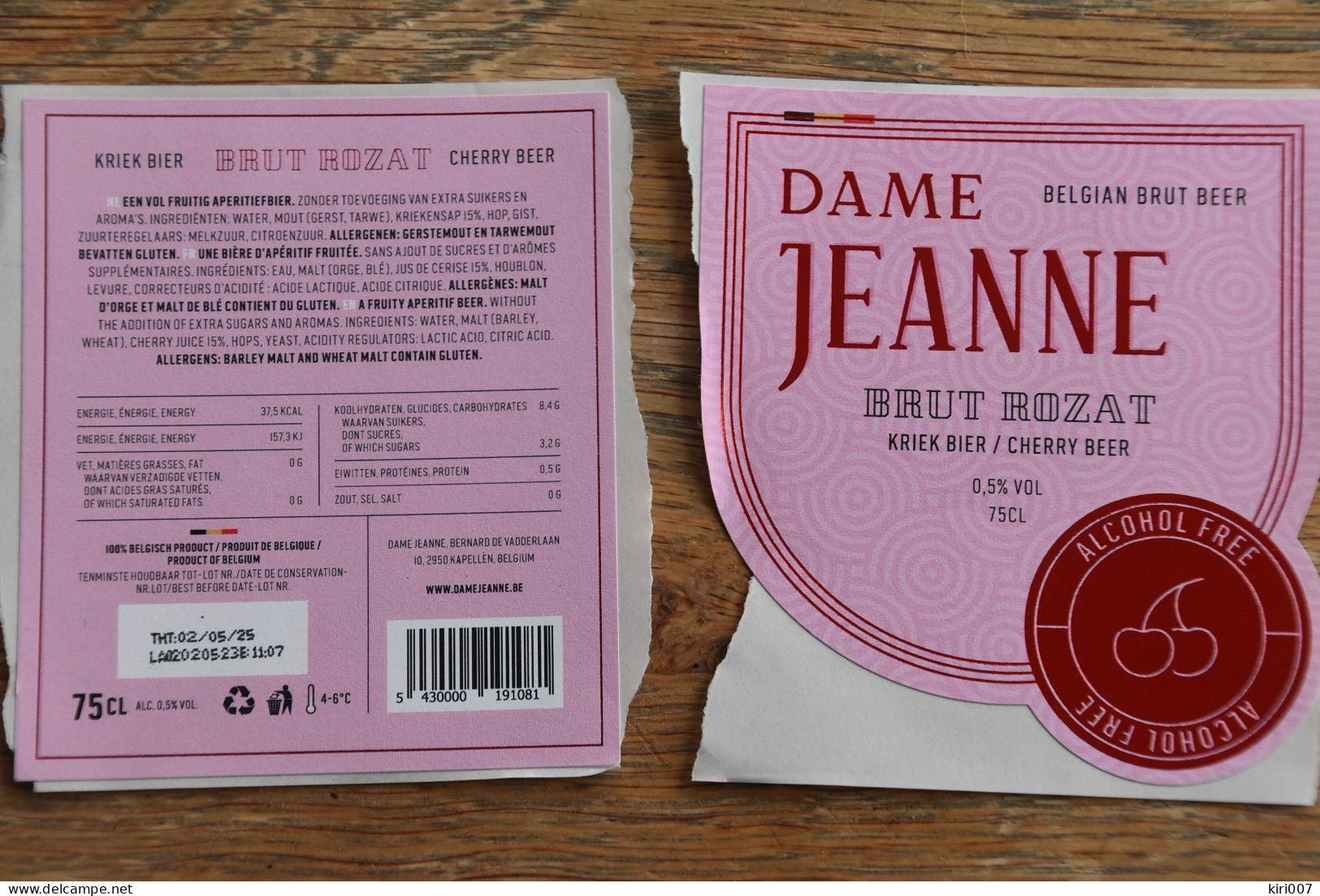 ETIQUETTE BIERE DAME JEANNE KRIEK - Beer