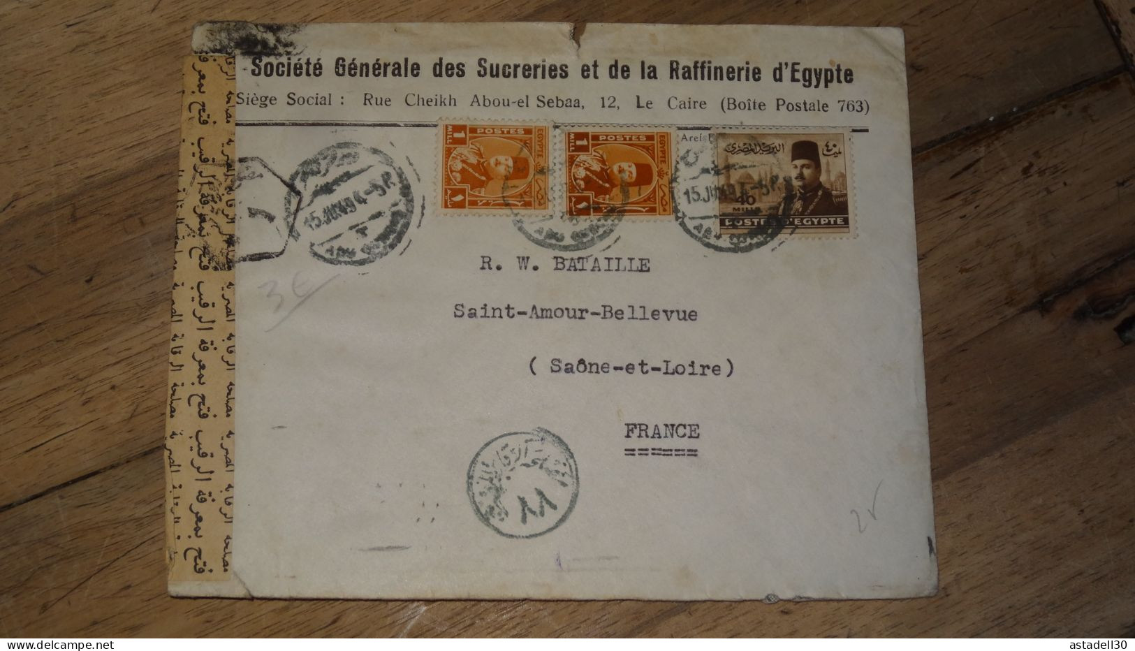 EGYPT Cover - Censor 1949, Cairo To France   ......... Boite1 ...... 240424-68 - Briefe U. Dokumente