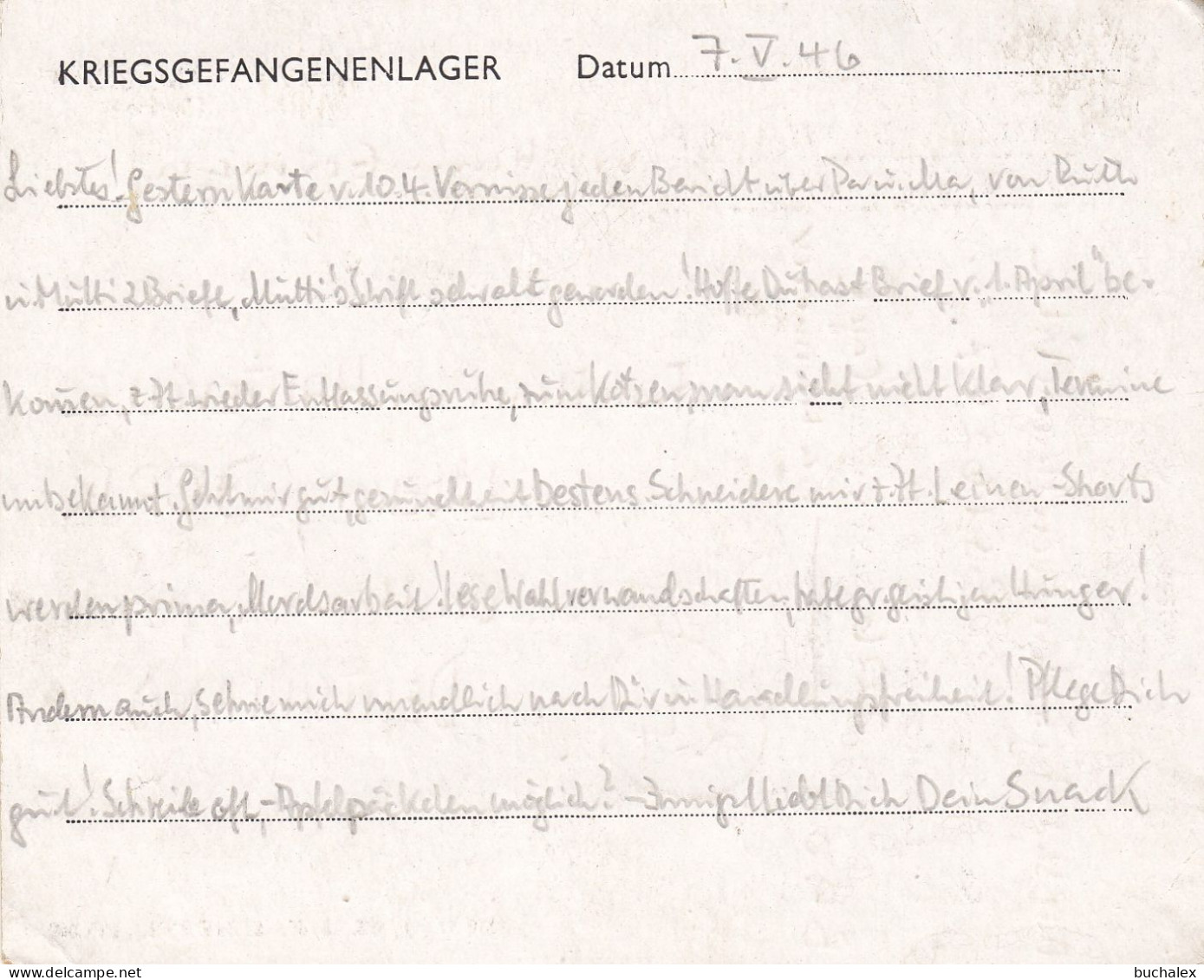 Kriegsgefangenenpost Flieger-Oberstabsingenieur 1946 Von Zedelgem Nach Ladekopp - Prigionieri