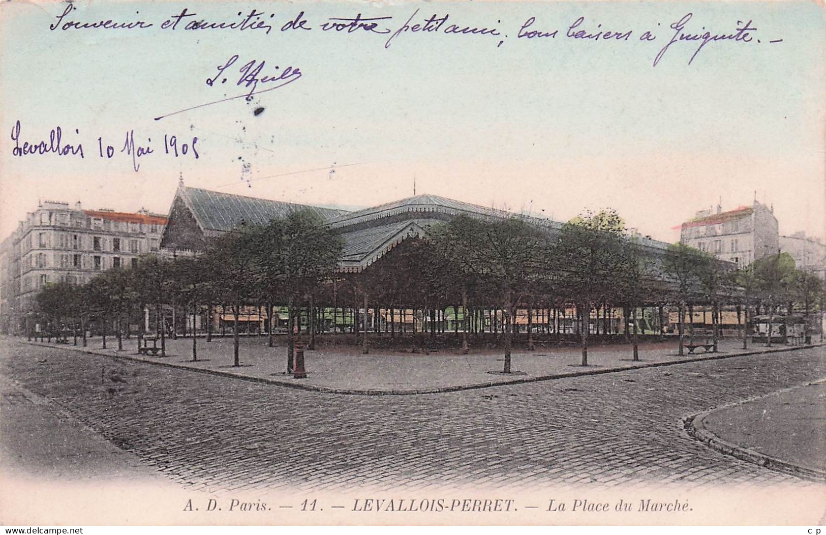 Levallois Perret - La Place Du Marché  -  CPA °J - Levallois Perret