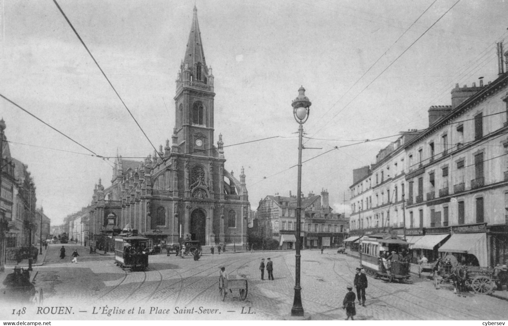 ROUEN - L'Eglise Et La Place Saint-Sauveur - Tramways - Animé - Rouen