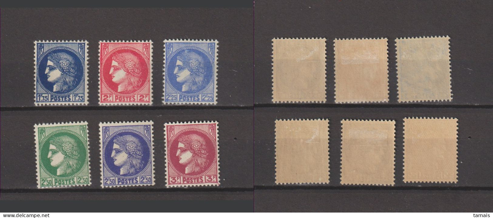 1938 N°372 à 376 Série Type Cérès Neufs * (lot 40) - Unused Stamps