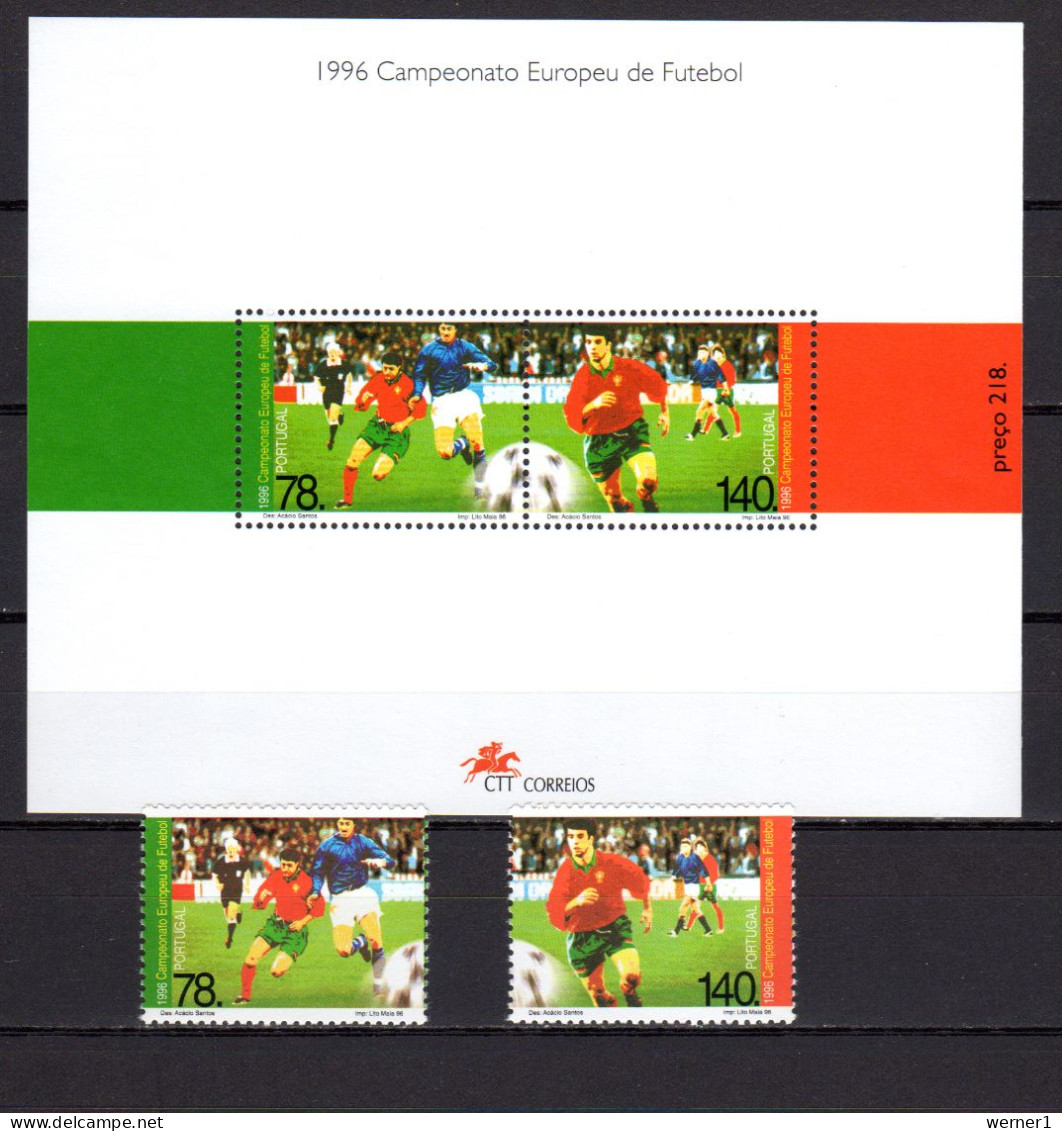 Portugal 1996 Football Soccer European Championship Set Of 2 + S/s MNH - Championnat D'Europe (UEFA)