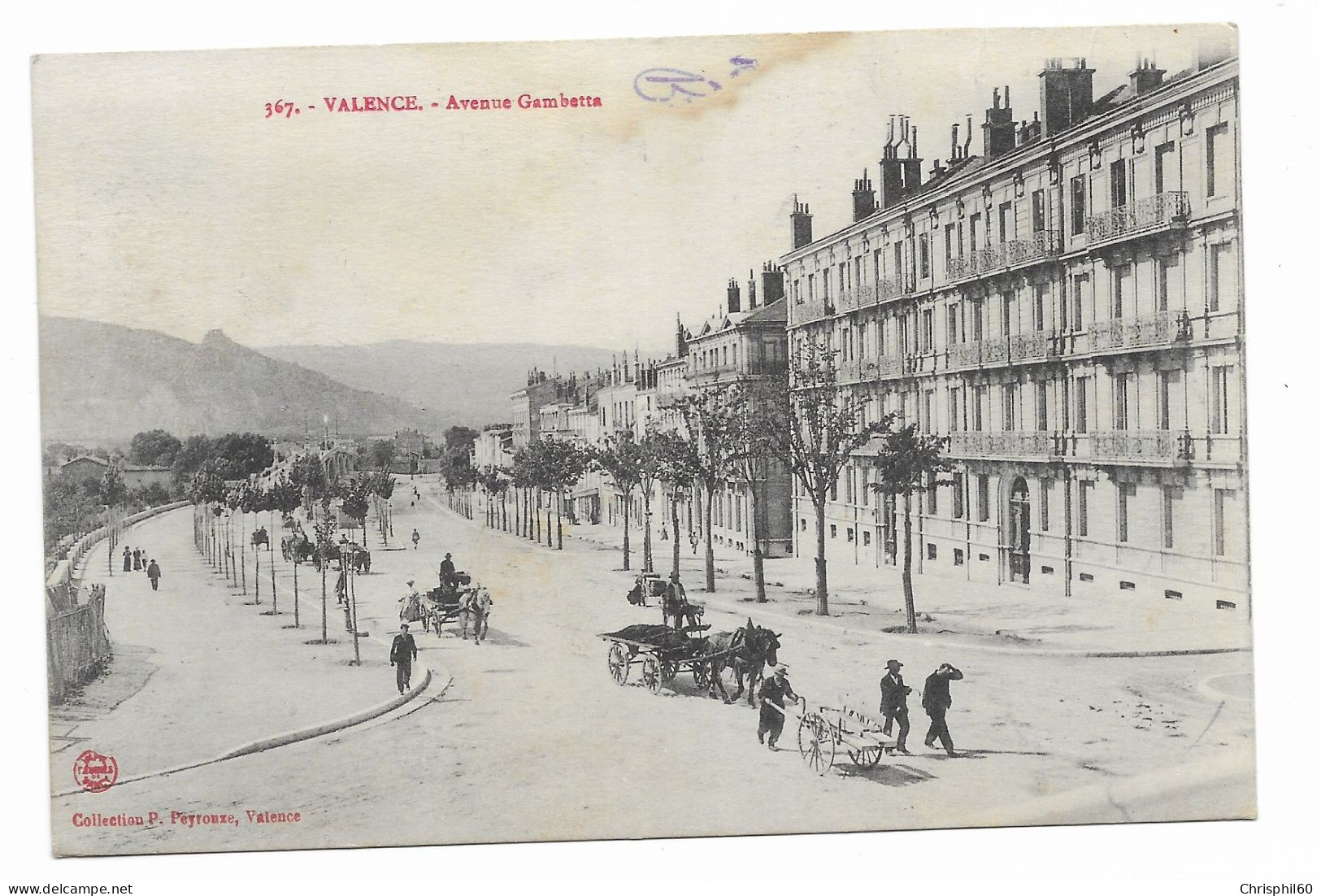 CPA Circulée En 1915 - VALENCE - Avenue Gambetta - Animé - Coll. P. Peyrouze - N° 367 - - Valence