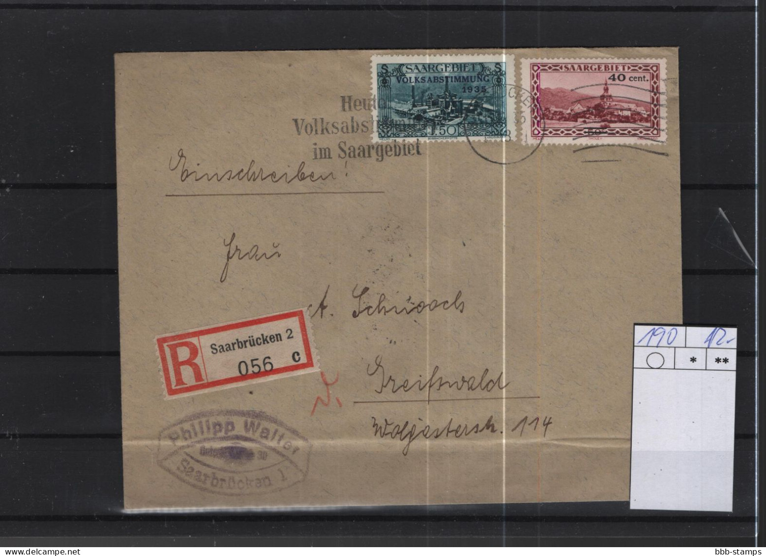 Saar Michel Kat.Nr. 190 Auf Brief - Storia Postale