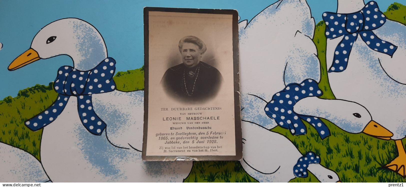 Leonie Masschaele Geb. Snellegem 5/02/1865-getr. Eduard Vandenbussche- Gest. Jabbeke 5/06/1928 (man Hierboven) - Devotion Images