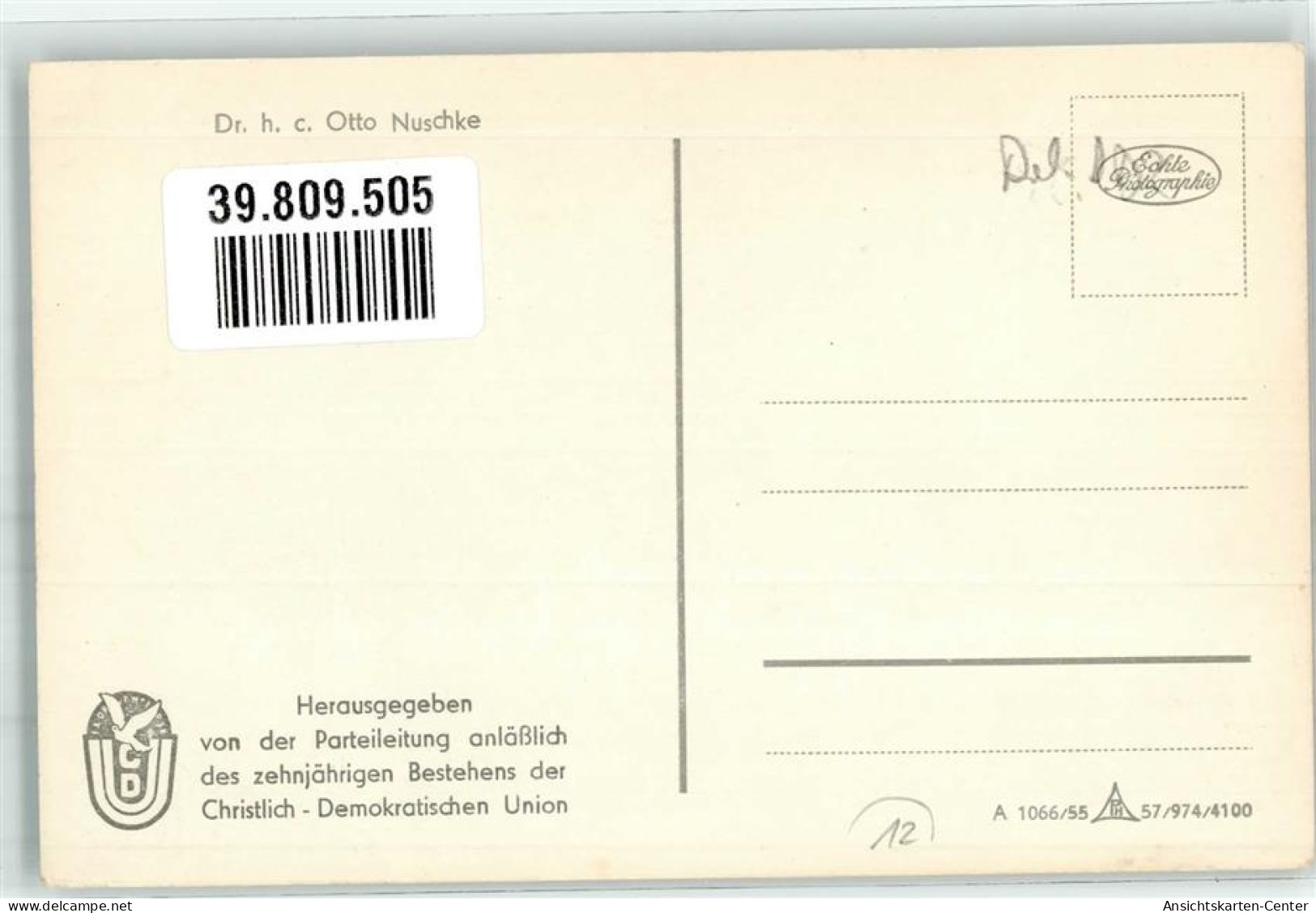 39809505 - Dr. H.c. Otto Nuschke Faksimile - Personaggi