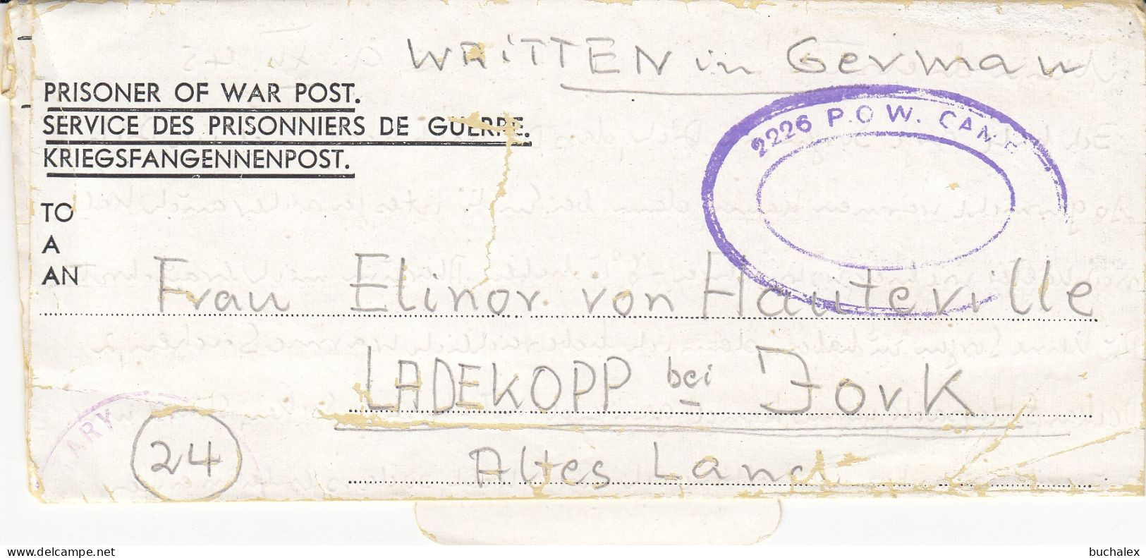 Kriegsgefangenenpost Flieger-Oberstabsingenieur Ca. 1946 Von Zedelgem Nach Ladekop - Prisoners Of War Mail
