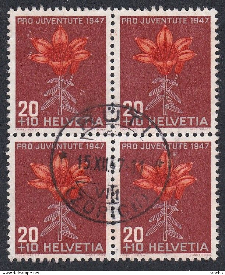 PRO/J. 1947 BLOC DE 4 OBLITERE . C/.S.B.K. Nr:J123. Y&TELLIER Nr:447. MICHEL Nr:490. SANS CHARNIERE . - Used Stamps
