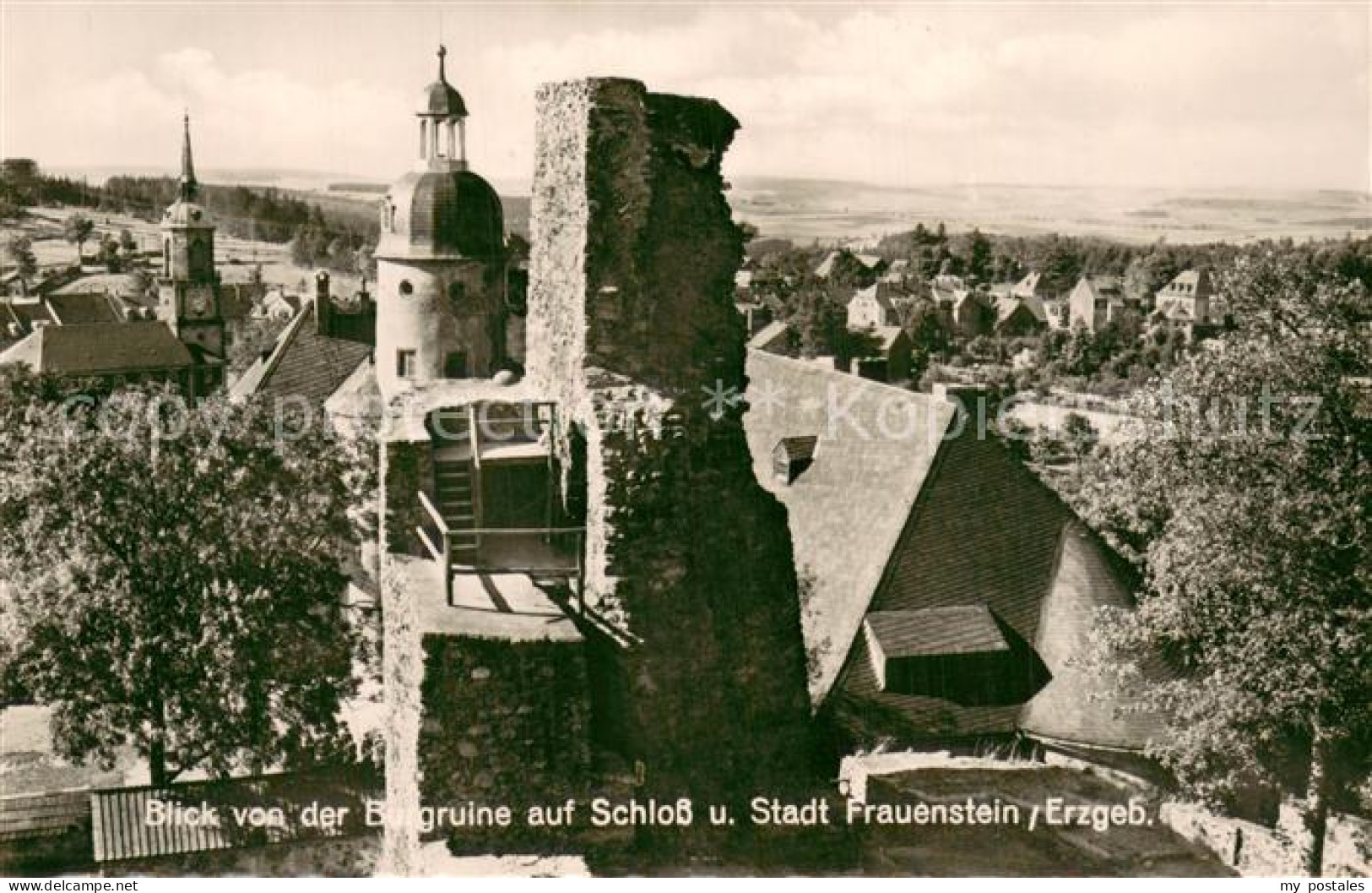 73753433 Frauenstein Sachsen Blick Von Der Burgruine Auf Schloss Und Stadt Fraue - Other & Unclassified