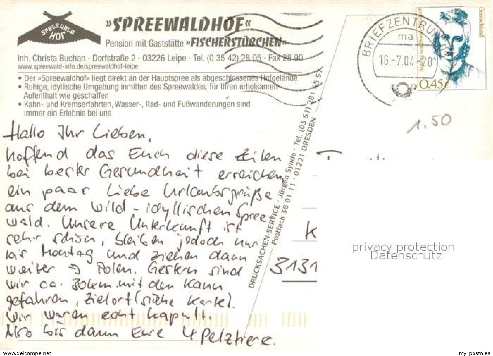 73753398 Leipe Spreewaldhof Pension Mit Gaststaette Fischerstuebchen Spreepartie - Andere & Zonder Classificatie
