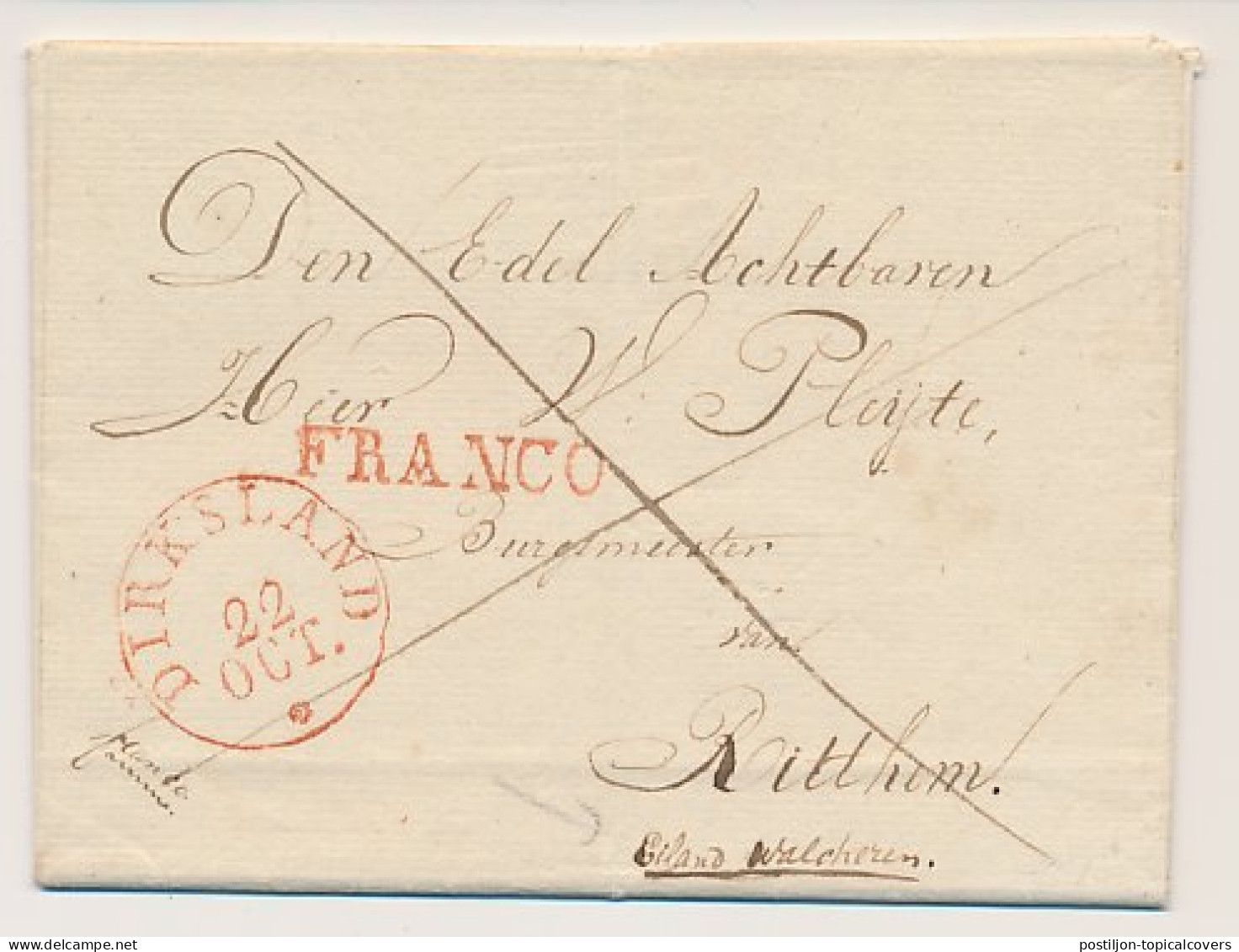 Distributiekantoor Oude Tonge - Dirksland - Ritthem 1830 - ...-1852 Préphilatélie