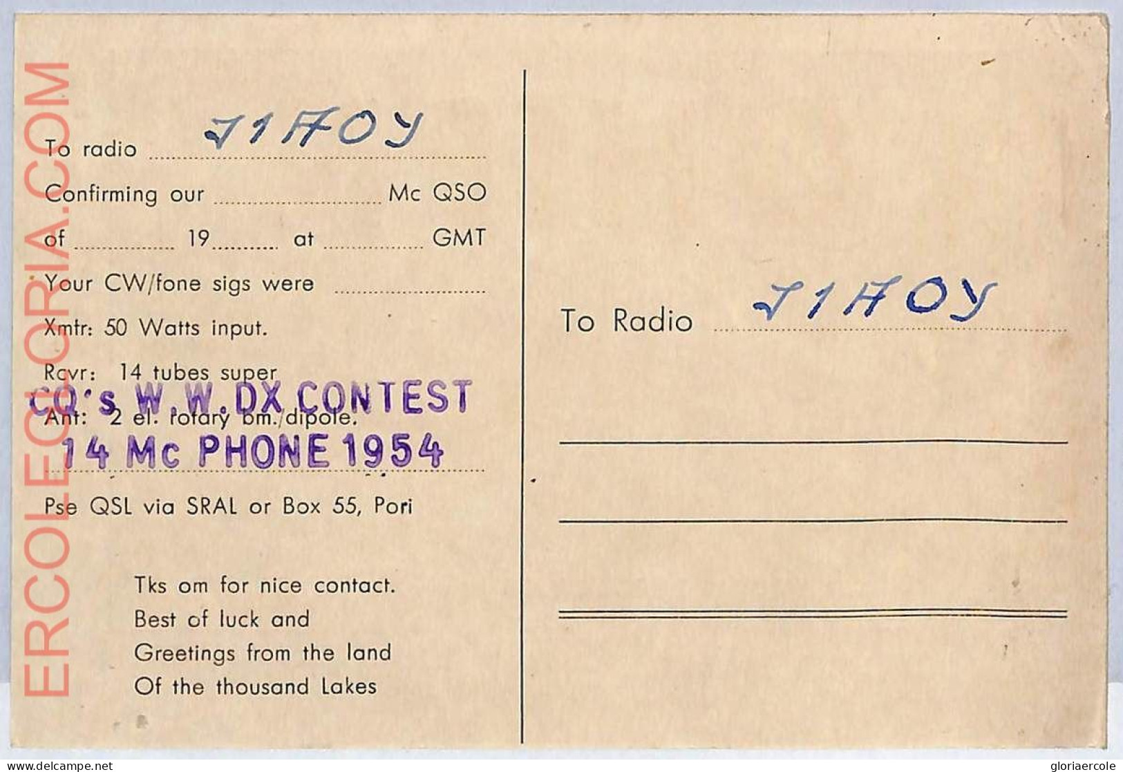 Ad9044 - FINLAND - RADIO FREQUENCY CARD   -  1950's - Radio