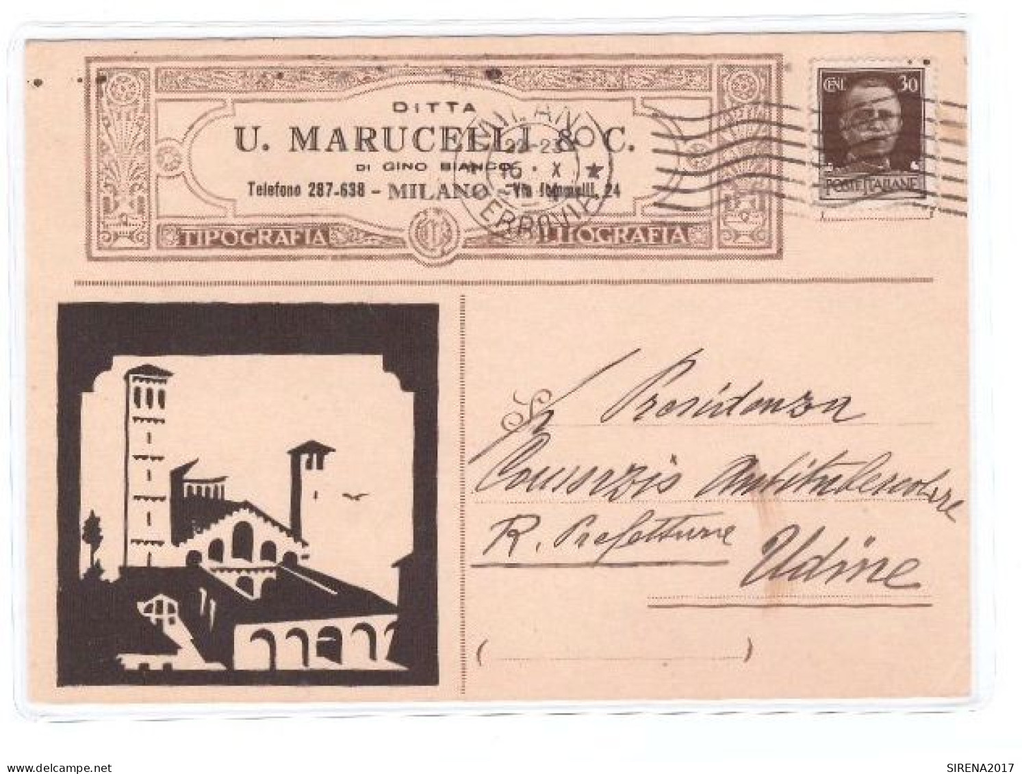 MILANO - MARUCELLI  & CO. - TIPOGRAFIA LITOGRAFIA - VIAGGIATA - Werbepostkarten