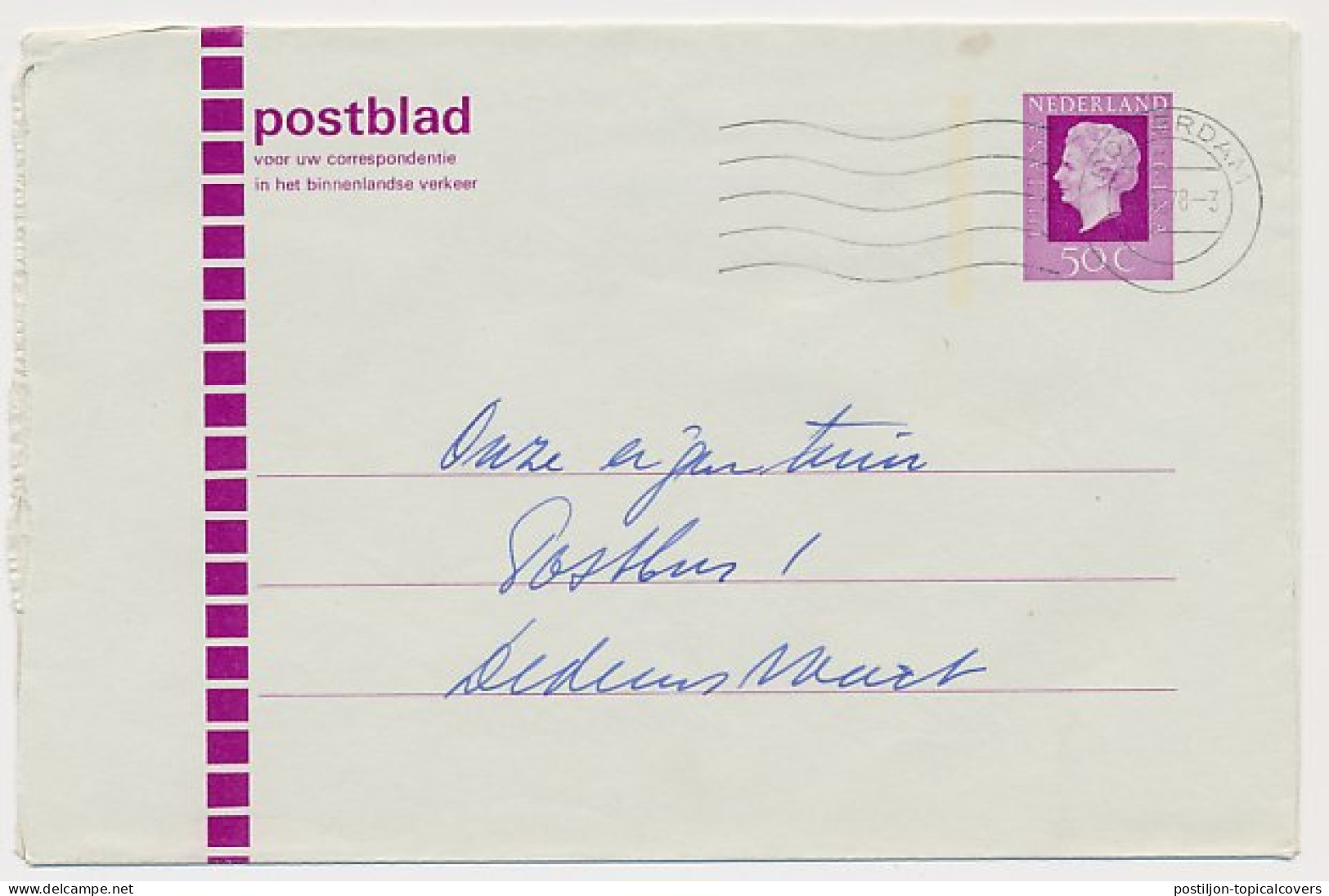 Postblad G. 24 Rotterdam - Dedemsvaart 1978 - Postal Stationery