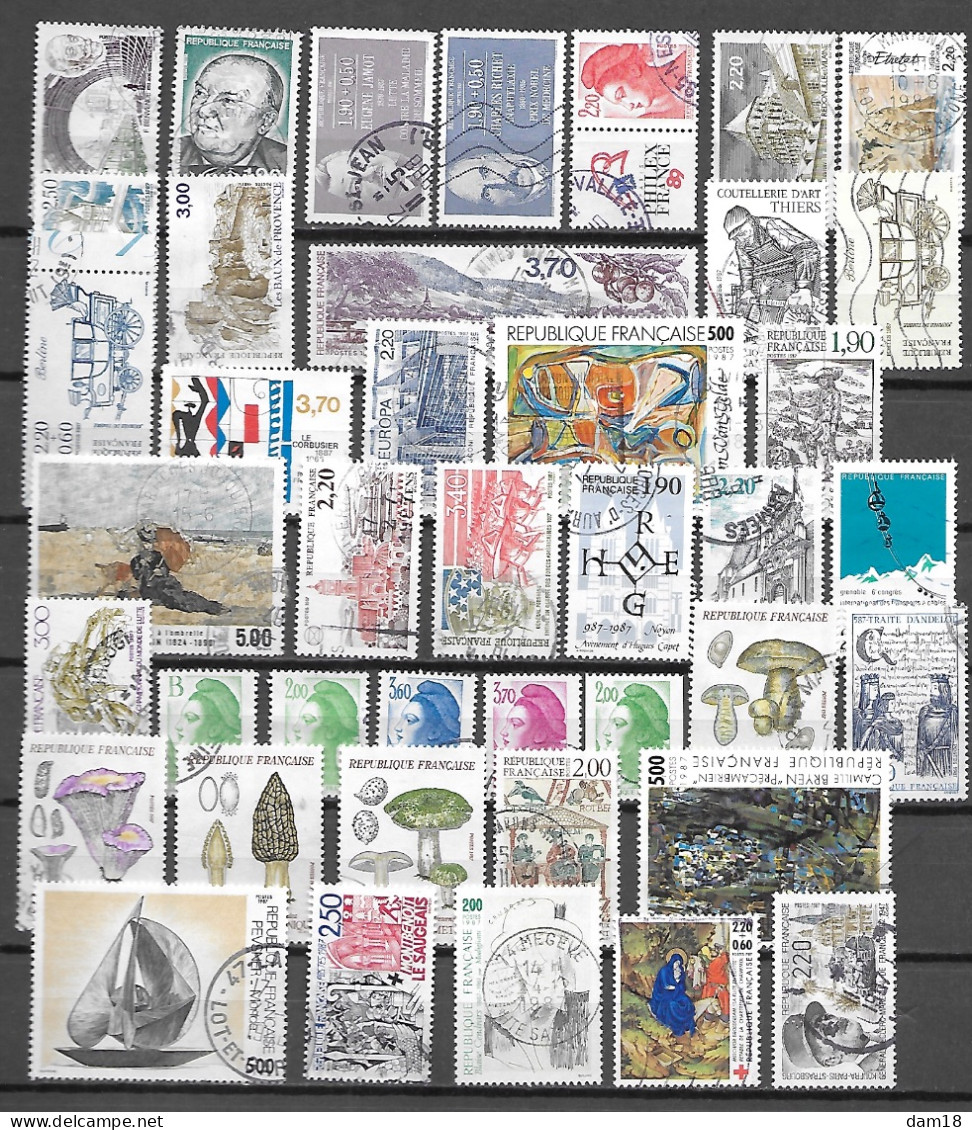 FRANCE ANNEE 1987 41 TIMBRES TOUS DIFFERENTS ET OBLITERES TOUS EMIS EN 1987 - Gebraucht