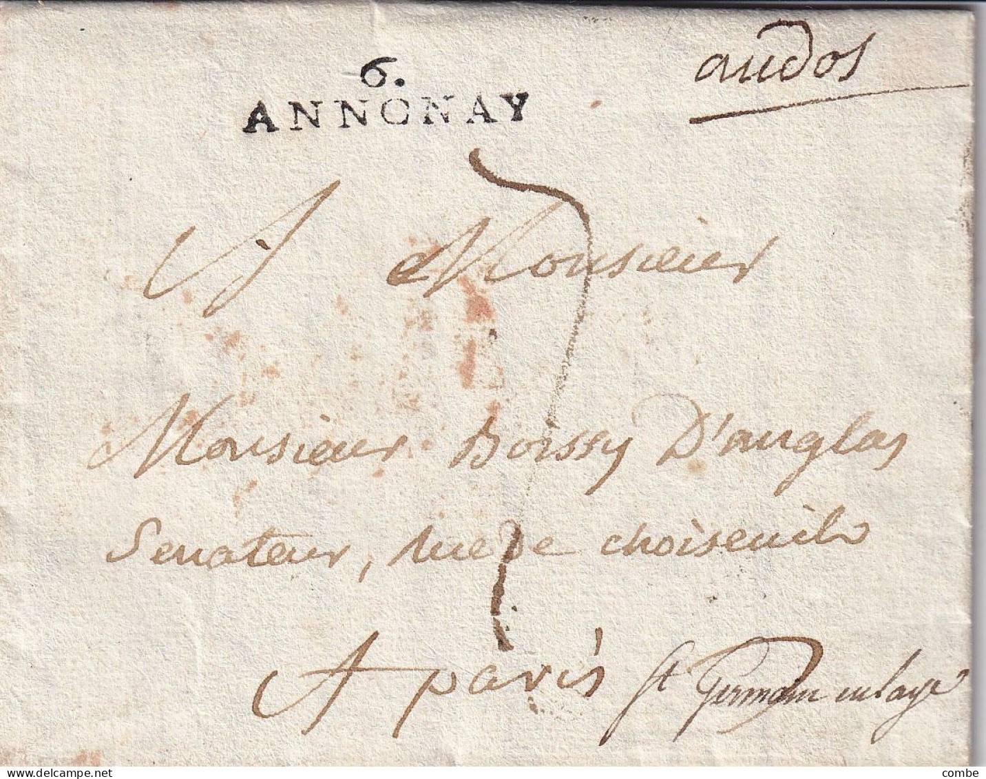 LETTRE. 12 MESSIDOR AN 13. 6/ANNONAY. ARDECHE. POUR PARIS. ARRIVEE N° 1201. 1HOTEL DES POSTES. 7 MESSIDOR AN 13 - 1801-1848: Precursors XIX