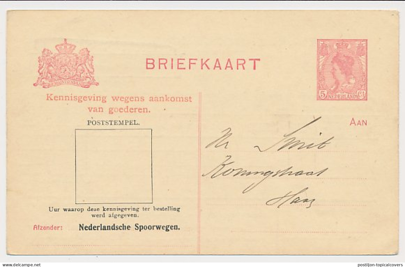 Spoorwegbriefkaart G. NS103-I A - Locaal Te Den Haag  - Postal Stationery