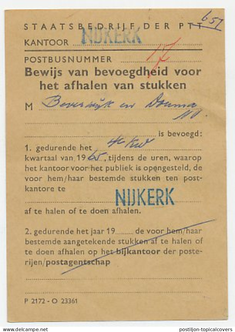 Em. Juliana Postbuskaartje Nijkerk 1965 - Unclassified