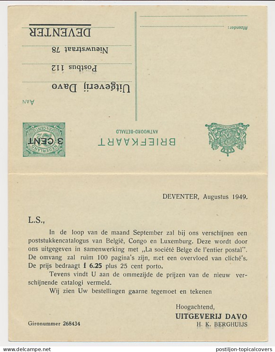 Briefkaart G. 97 I Particulier Bedrukt Deventer 1949 - Postal Stationery