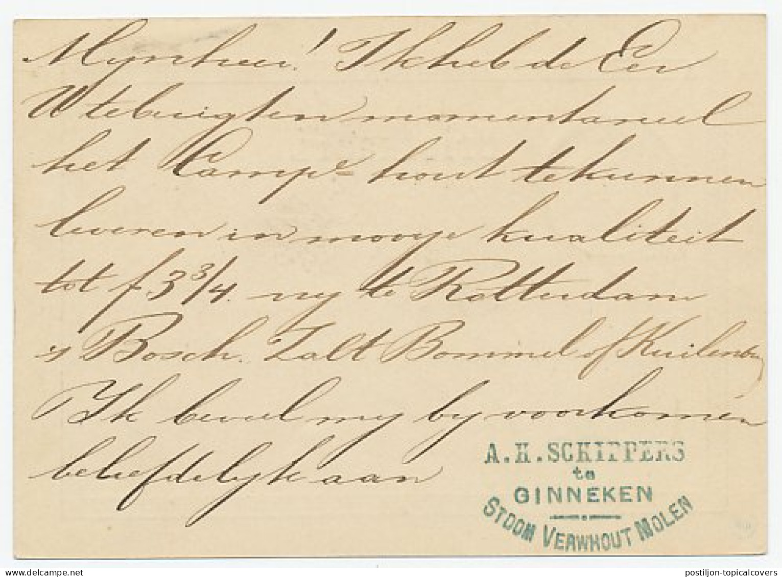 Naamstempel Ginneken 1874 - Brieven En Documenten