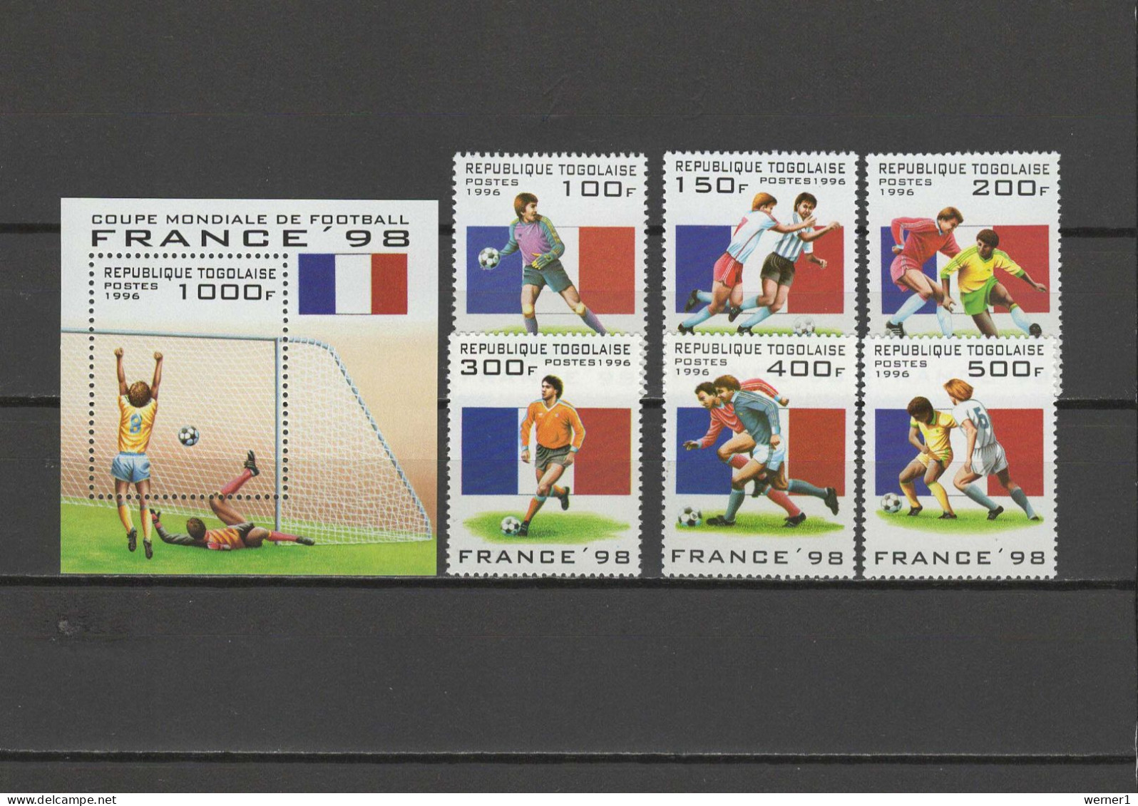 Togo 1996 Football Soccer World Cup Set Of 6 + S/s MNH - 1998 – Frankreich