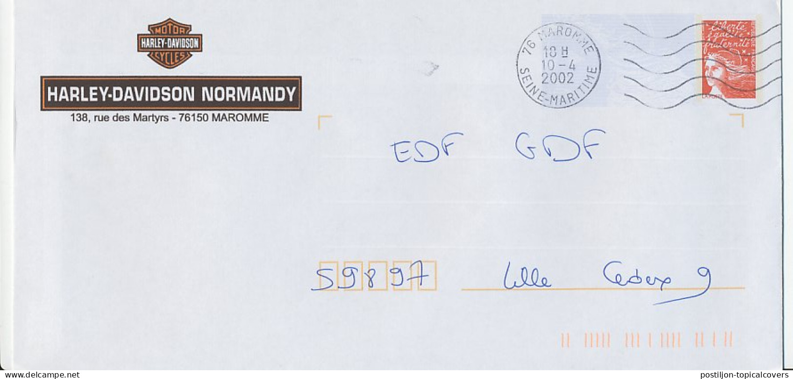 Postal Stationery / PAP France 2002 Motorcycle - Harley Davidson - Motos