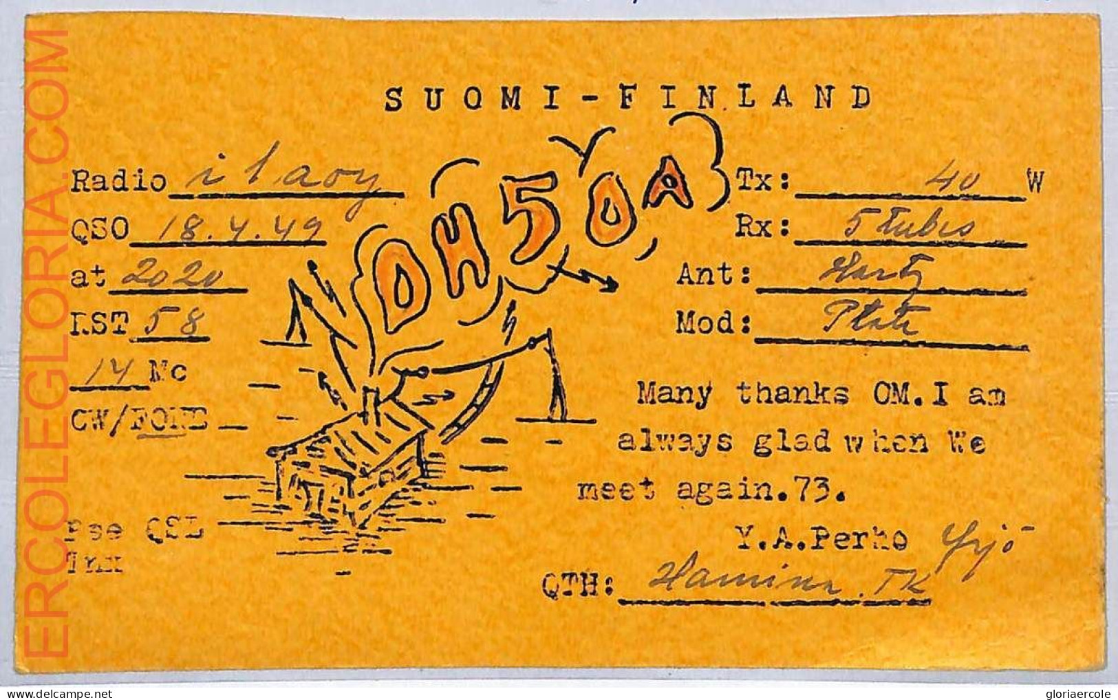 Ad9045 - FINLAND - RADIO FREQUENCY CARD   -  1949 - Radio
