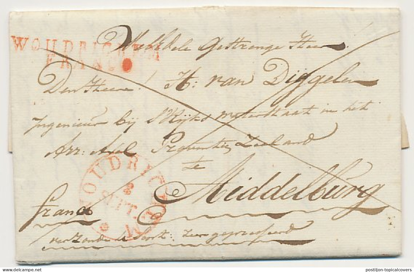 Woudrichem - Middelburg 1833 - WOUDRICHEM FRANCO - ...-1852 Préphilatélie