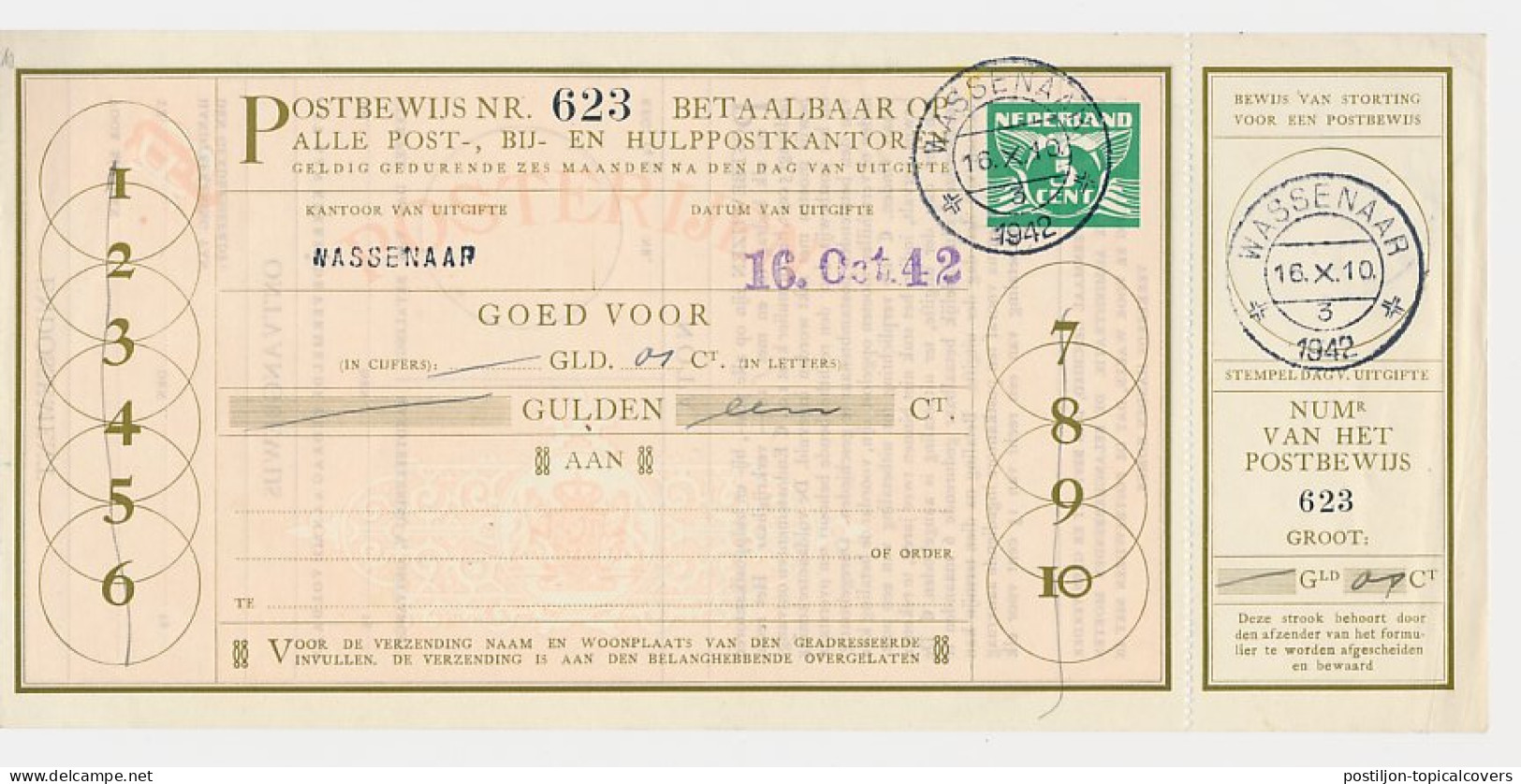 Postbewijs G. 27 - Wassenaar 1942 - Postal Stationery