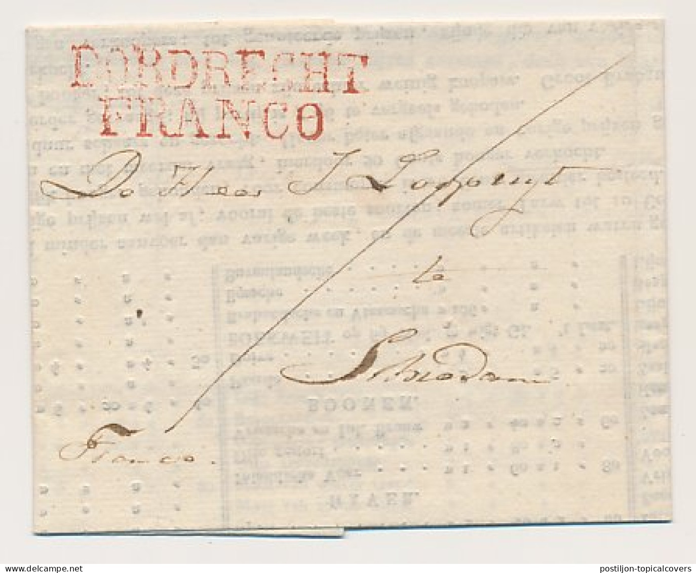 DORDRECHT FRANCO - Schiedam 1826 - Drukwerk - ...-1852 Préphilatélie