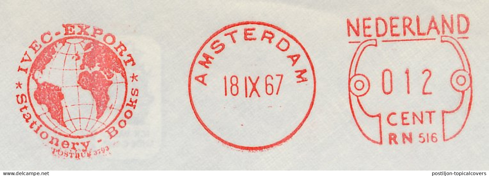 Meter Cover Netherlands 1967 - Neopost 516 Globe - Amsterdam  - Geography