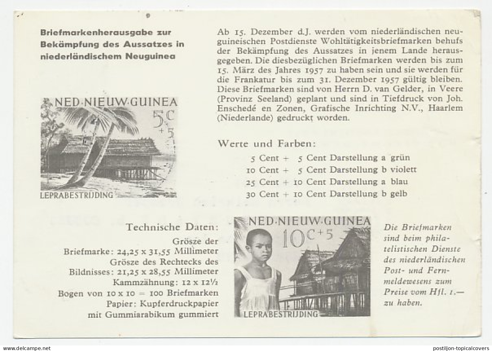 PTT Introductiekaart ( Duits ) Em. Lepra 1956 N.N.G. - Non Classés