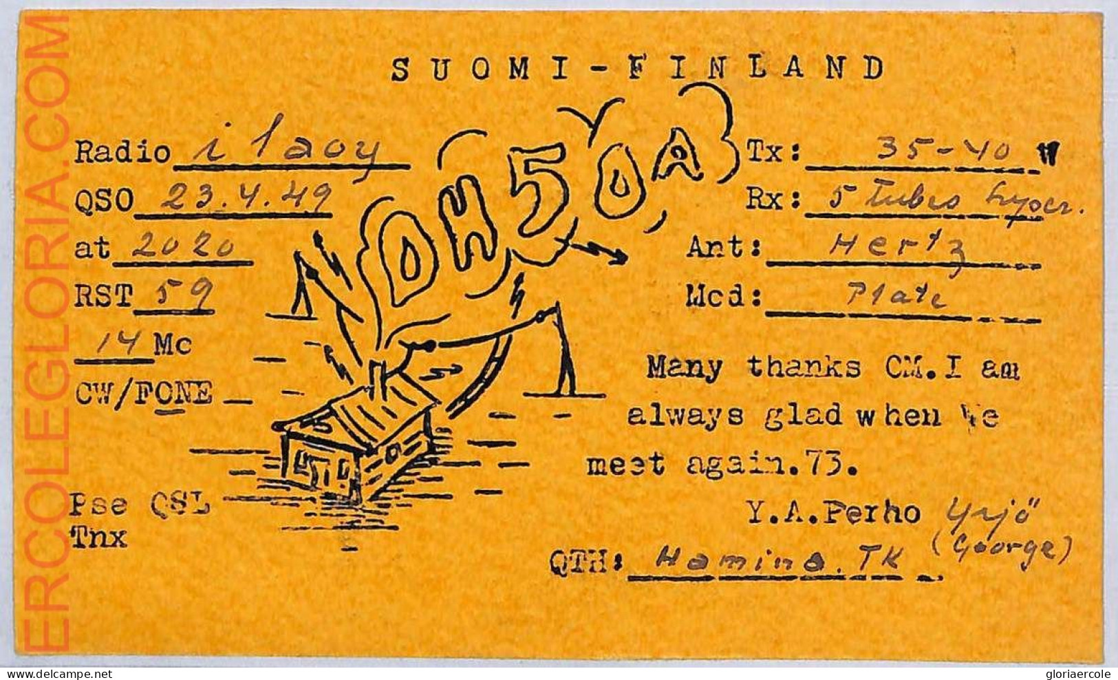 Ad9046 - FINLAND - RADIO FREQUENCY CARD   -  1949 - Radio