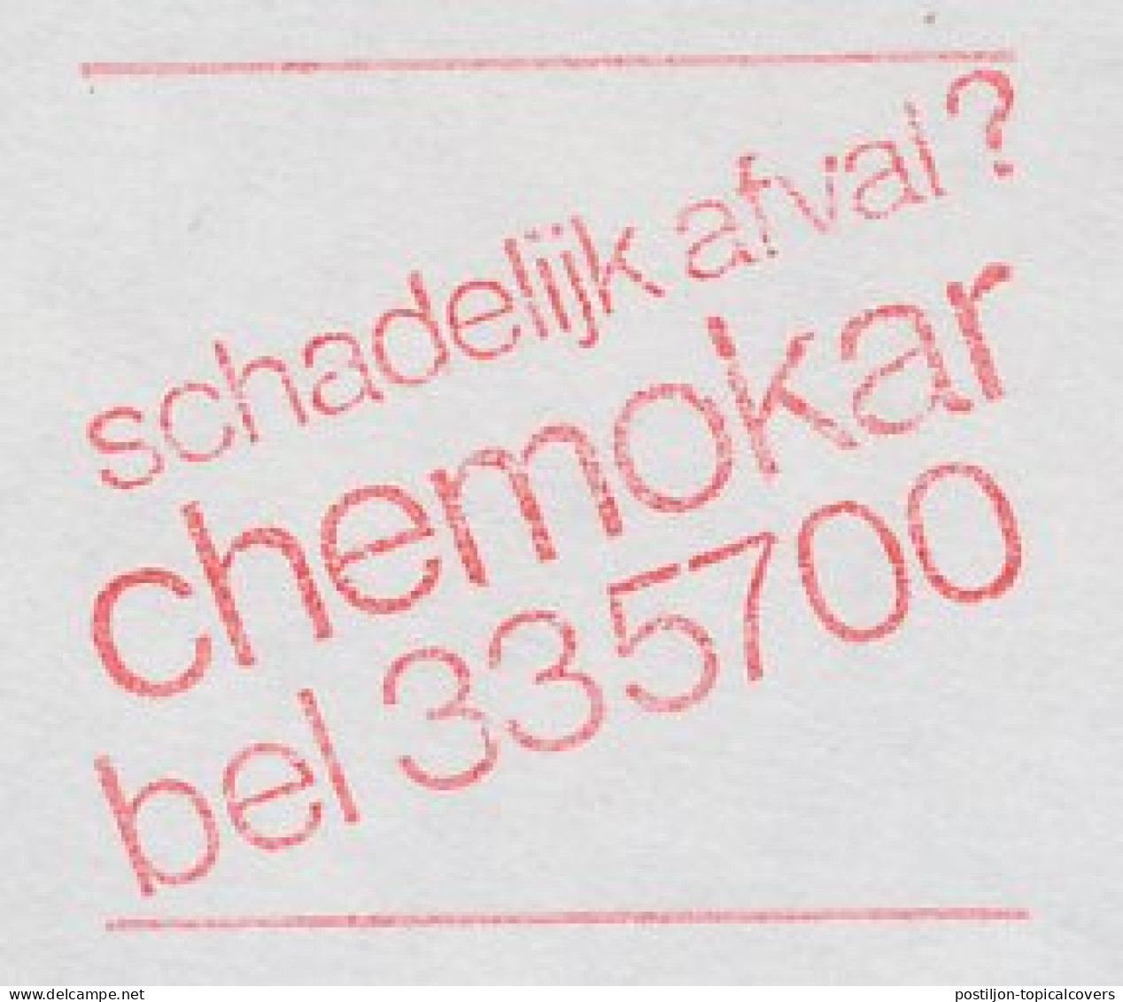 Meter Cover Netherlands 1988 Harmful Waste ? - In The Chemical Cart - Apeldoorn - Environment & Climate Protection