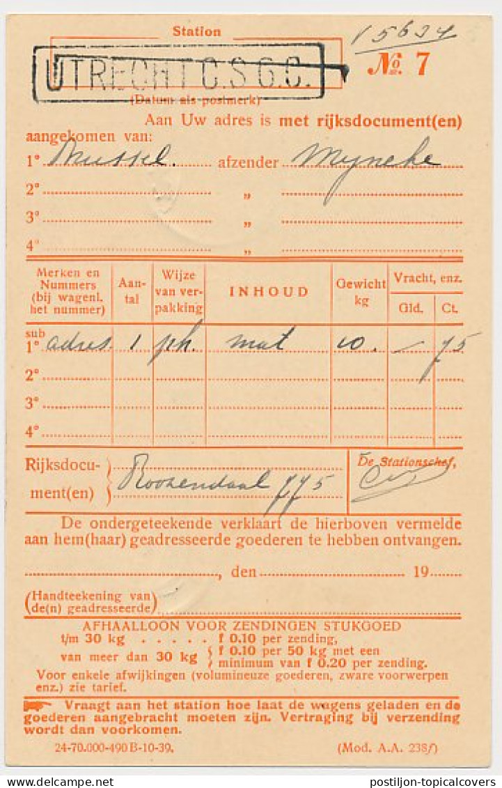 Spoorwegbriefkaart G. NS255 E - Utrecht - Huis Ter Heide 1941 - Postal Stationery